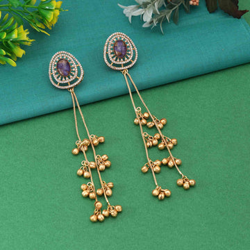 Stylish Blue Long Kashmiri Earrings for Wedding, Reception & Party Looks