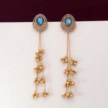 Stunning Firozi Handmade Kashmiri Long Earrings – Perfect for Elegant Ethnic Fashion