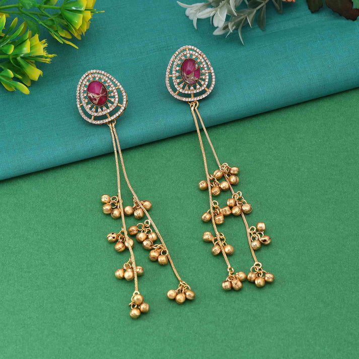 Handcrafted Magenta Color Kashmiri Earrings for Women’s Ethnic Wear