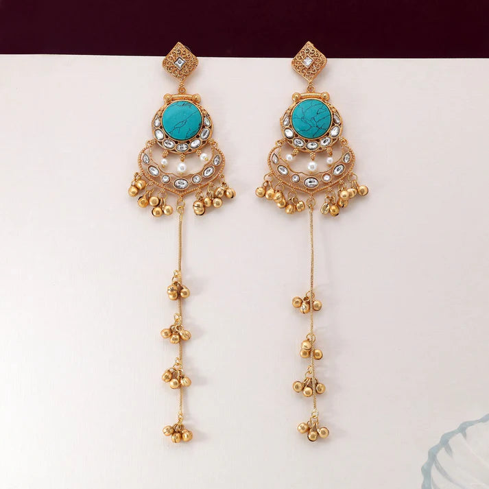 Designer Aqua Green Kashmiri Earrings for Traditional & Elegant Dressing