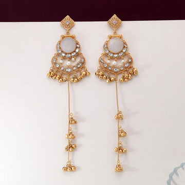 Classic White Bridal Kashmiri Earrings for Women’s Traditional Fashion