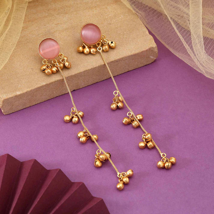 Pink Handcrafted Kashmiri Long Earrings for an Elegant and Traditional Style