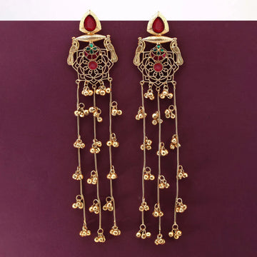 Designer Maroon Long Kashmiri Earrings for Bridal & Cultural Occasions