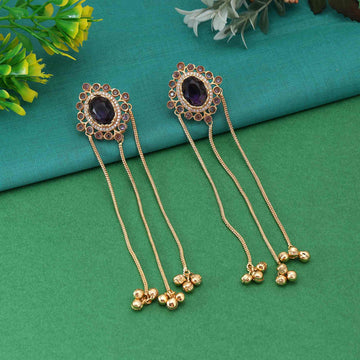 Handcrafted Purple Long Kashmiri Earrings for Ethnic & Party Outfits