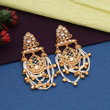 White Color Designer Kashmiri Earrings for Party & Ethnic Occasions